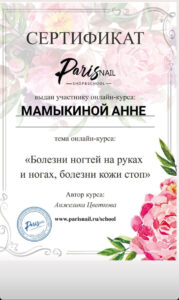 Сертификат АННА МАМЫКИНА 2