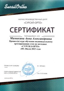 Сертификат стельки